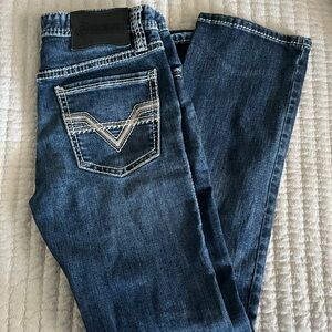 Rock Revival Indigo Denim Jeans with White Stitching